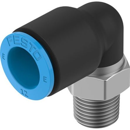 Festo NPQE-L Series Push-in Fitting, Push In 12 mm to Push In 12 mm, Threaded-to-Tube Connection Style, [NPQE-L-R14-Q12-F1A-P10]; 342-591