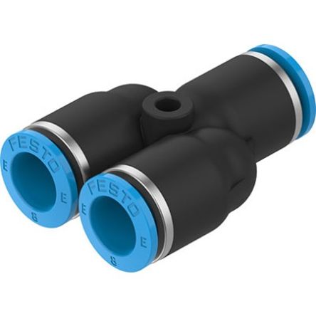 Festo NPQE-Y Series Y Fitting, Push In 8 mm to Push In 8 mm, Tube-to-Tube Connection Style, NPQE-Y-Q8-E-F1A-P10 [NPQE-Y-Q8-E-F1A-P10]; 342-595