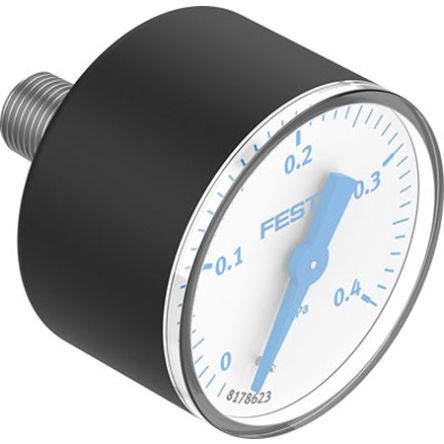 Festo R 1/8 Analogue Pressure Gauge 0bar Inline 39mm Outside Diameter [PAGN-40-0.4M-R18-1.6-CPA]; 342-605