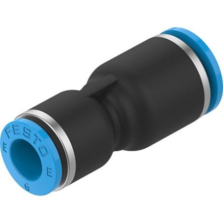 Festo NPQE-D Series Push-in Fitting, Push In 8 mm to Push In 6 mm, Tube-to-Tube Connection Style, NPQE-D-Q8-Q6-F1A-P10 [NPQE-D-Q8-Q6-F1A-P10]; 343-072