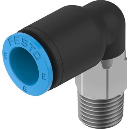 Festo NPQE-L Series Push-in Fitting, Push In 8 mm to Push In 8 mm, Threaded-to-Tube Connection Style, [NPQE-L-R18-Q8-F1A-P10]; 343-078