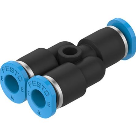 Festo NPQE-Y Series Y Fitting, Push In 4 mm to Push In 4 mm, Tube-to-Tube Connection Style, NPQE-Y-Q4-E-F1A-P10 [NPQE-Y-Q4-E-F1A-P10]; 343-081