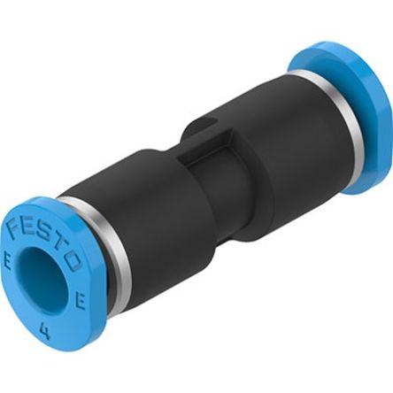 Festo NPQE-D Series Push-in Fitting, Push In 4 mm to Push In 4 mm, Tube-to-Tube Connection Style, NPQE-D-Q4-E-F1A-P10 [NPQE-D-Q4-E-F1A-P10]; 343-406