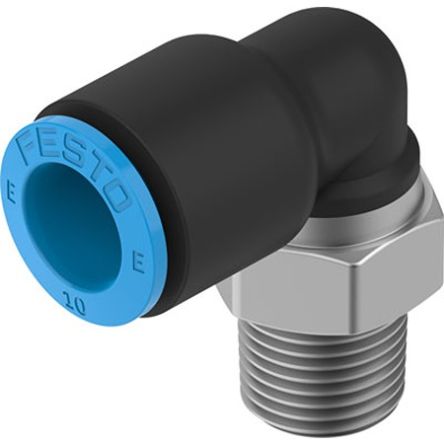 Festo NPQE-L Series Push-in Fitting, Push In 10 mm to Push In 10 mm, Threaded-to-Tube Connection Style, [NPQE-L-R14-Q10-F1A-P10]; 343-410