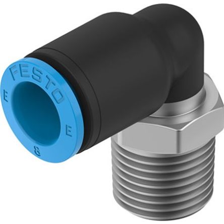 Festo NPQE-L Series Push-in Fitting, Push In 8 mm to Push In 8 mm, Threaded-to-Tube Connection Style, [NPQE-L-R14-Q8-F1A-P10]; 343-412