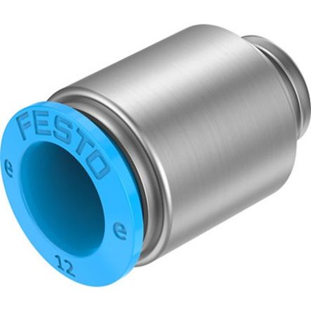 Festo NPQE-DK Series Push-in Fitting, G 1/4 to Push In 12 mm, Threaded Connection Style, NPQE-DK-G14-Q12-F1A-P10 [NPQE-DK-G14-Q12-F1A-P10]; 343-920