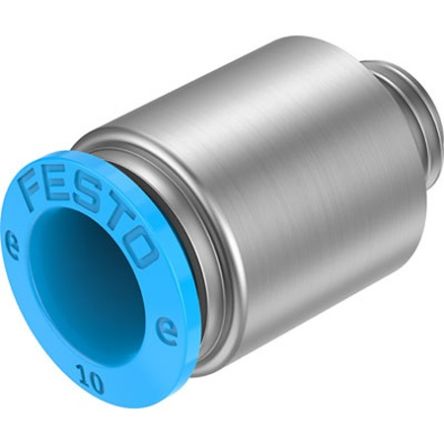 Festo NPQE-DK Series Push-in Fitting, G 1/8 to Push In 10 mm, Threaded Connection Style, NPQE-DK-G18-Q10-F1A-P10 [NPQE-DK-G18-Q10-F1A-P10]; 343-921