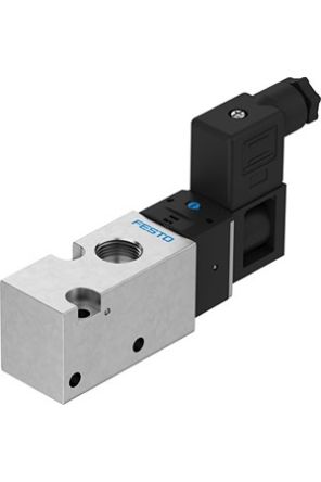 Festo 3/2 - Way, Closed, Monostable Solenoid Valve - Electrical G 3/8 VUVS Series 24V dc [VUVS-LK30-M32C-AD-G38-1B2+GL-S]; 344-520