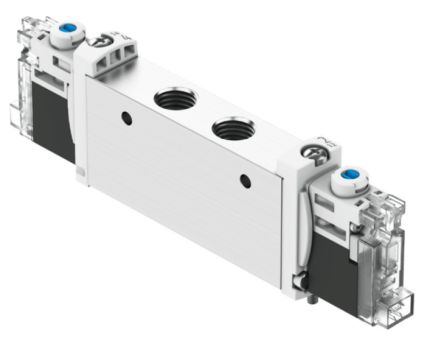Festo 5/3-Way, Pressurised Pneumatic Solenoid Valve - Electrical G 1/8 VUVG Series 24V [VUVG-L14-P53U-ZT-G18-1H2L-F1A]; 344-540