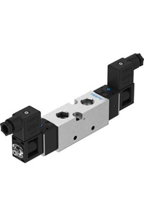 Festo 5/2 Double Solenoid Solenoid Valve - Electrical G 3/8 VUVS Series 24V dc [VUVS-LK30-B52-D-G38-1B2+GL-S]; 344-591