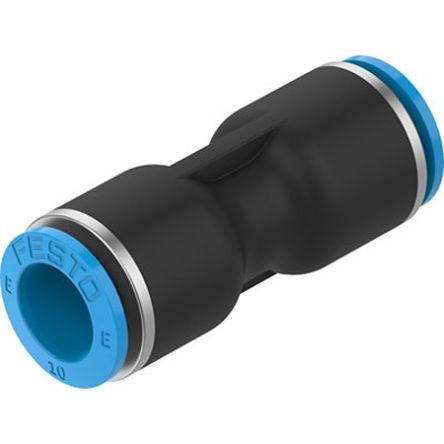 Festo NPQE-D Series Push-in Fitting, Push In 10 mm to Push In 10 mm, Tube-to-Tube Connection Style, NPQE-D-Q10-E-F1A-P10 [NPQE-D-Q10-E-F1A-P10]; 345-012