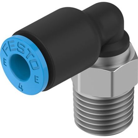 Festo NPQE-L Series Push-in Fitting, Push In 4 mm to Push In 4 mm, Threaded-to-Tube Connection Style, [NPQE-L-R18-Q4-F1A-P10]; 345-040