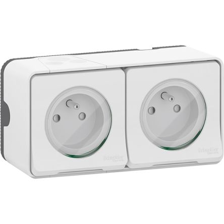 Schneider Electric Mureva Styl Black, White Plug Socket, 2P + E Poles, 16A, Indoor, Outdoor Use [MUR36027]; 345-129
