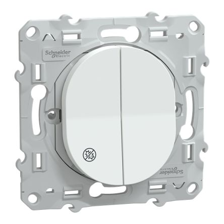 Schneider Electric White Rocker Light Switch, 2 Way, 2 Gang, Ovalis [S300214]; 345-171