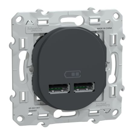 Schneider Electric Straight, Screw, Socket- Dual Port Type Type A USB A IP20 USB Connector [S340407]; 345-174