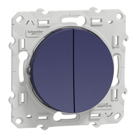 Schneider Electric Blue Push Button Light Switch, 2 Gang, Odace 2011 [S550216]; 345-200