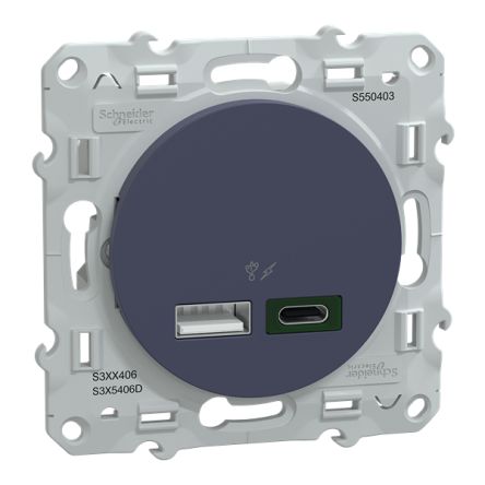 USB Blue Wall Plate Module, Flush Mount [S550403]; 345-204