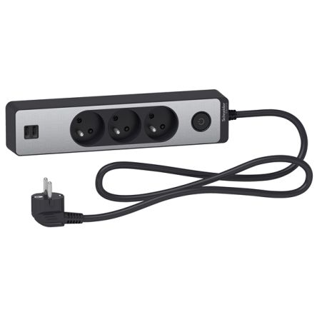 Schneider Electric 1.5m 3 Socket USB A Extension Lead Open Reel, 250 V, IP44 [ST933U1BA]; 345-214