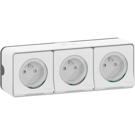 Schneider Electric Mureva Styl Black, White Plug Socket, 2P + E Poles, 16A, Indoor, Outdoor Use [MUR36039]; 346-675