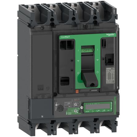 Schneider Electric, ComPacT MCCB 4P 570A, Breaking Capacity 10 kA, Fixed Mount [C63F47E570]; 346-761