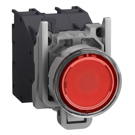 Schneider Electric Harmony Series Push Button Switch, Spring Return, Through Hole, 22mm Cutout, SPST, Red LED, 415V, [XB4BP483BM5GEX]; 346-837
