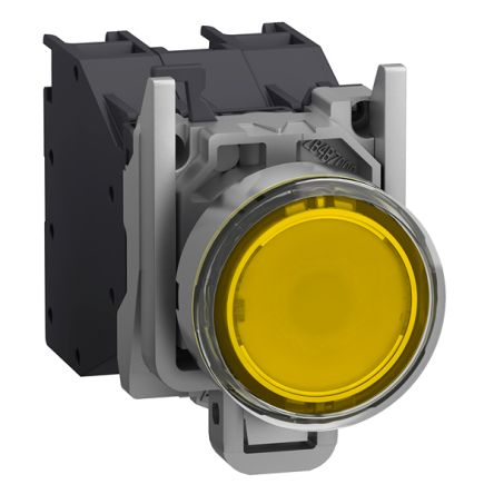 Schneider Electric Harmony Series Push Button Switch, Spring Return, Through Hole, 22mm Cutout, 1NO, Yellow LED, 415V, [XB4BP583BM5GEX]; 346-838