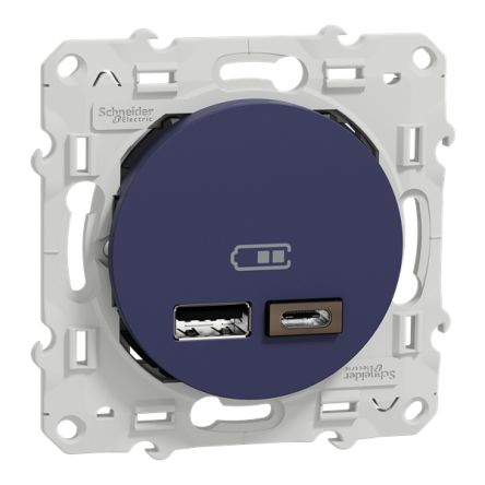 USB Blue Wall Plate Module, Flush Mount [S550401]; 346-940