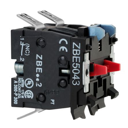 Schneider Electric Harmony Series Push Button Switch, Slow Break, Front, DPST, 300V, IP20 [ZBE5043]; 346-989