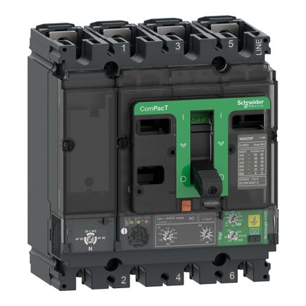 Schneider Electric, ComPacT MCCB 4P 160A, Breaking Capacity 15 kA, Fixed Mount [C16B44B160]; 347-109
