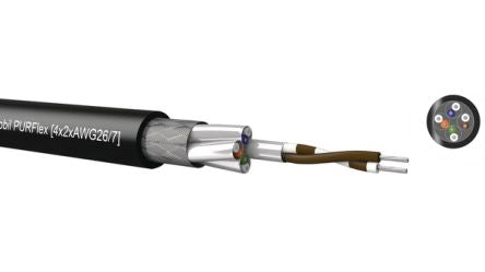 KabeltronikMOBIL PUR FLEX, 100m Cat7, Black Unterminated to Unterminated, STP Shielded, Unterminated Polyurethane Sheath [532826700]; 348-684
