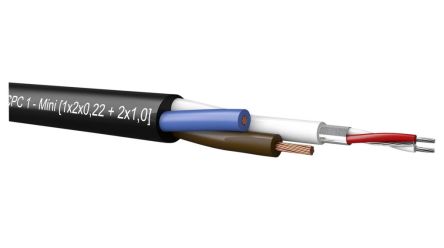 Kabeltronik72003 Series 2 Core Audio Cable, 0.22 mm² CSA, 7.5mm od, 100m, Black [720030000]; 349-457