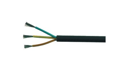 Kabeltronik H07RN-F Video Cable 2.5 mm² 3 Core Electrical Cable, Black Rubber, 100m [672325000]; 349-519