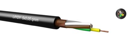 Kabeltronik 3407 Series Multicore Industrial Cable, 7 Cores, 0.1 mm², 27 AWG, 100m, Shielded Shield, Multicore Cable [340701000]; 349-595