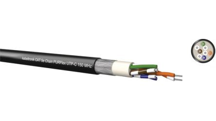 KabeltronikCHAIN PUR FLEX, 100m Cat5e, Black Unterminated to Unterminated, UTP Unshielded, Unterminated Polyurethane [501826700]; 349-714