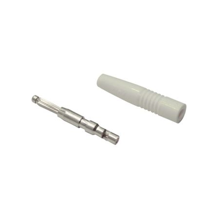 Nelco White Plug Banana Plug, 2mm Connector, 20A, Gold Plating [1 10100 140017]; 349-864