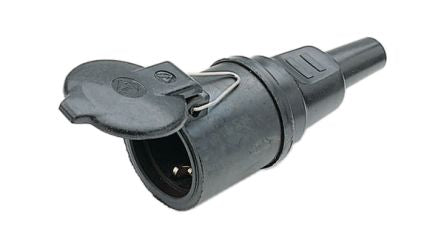 Nelco German Mains Plug & Socket, 16A Black, Cable Mount Rubber [351/FD/GV]; 349-927