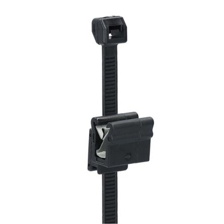 NEMIQ Cable Tie, Cable Tie With Edge Clip, 200mm x 4.8 mm, Black Polyamide, Pk-100 [ECT SCO13-0200-050-B]; 350-268