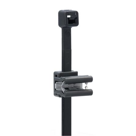 NEMIQ Cable Tie, Cable Tie With Edge Clip, 200mm x 4.8 mm, Black Polyamide, Pk-100 [ECT TCI13-0200-050-B]; 350-271