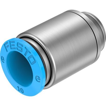 Festo NPQE-DK Series Push-in Fitting, G 1/4 to Push In 10 mm, Threaded Connection Style, NPQE-DK-G14-Q10-F1A-P10 [NPQE-DK-G14-Q10-F1A-P10]; 350-656
