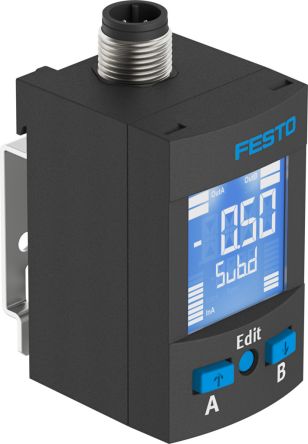 Festo Pressure Sensor 12bar, 20 → 30V dc, IP65, IP67 bar [SPAU-P12R-H-G18FD-L-PNLK-PNVBA-M12U]; 351-672
