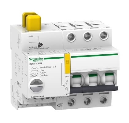 Schneider Electric Acti9 Acti9 Reflex MCB, 3P, 10A Curve B, 230V AC, 48V DC, 10 kA Breaking Capacity [A9C63310]; 354-490