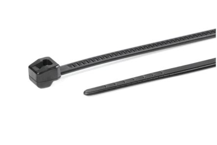HellermannTyton Cable Ties, Outside Serrated, 203.2mm x 4.6 mm, Black Polyamide, Pk-100 [118-00149]; 354-564