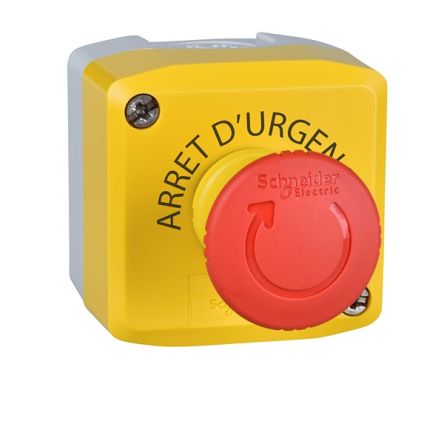 Schneider Electric Harmony Series Rotary Emergency Stop Push Button, 40mm Cutout, DPST, IP66, IP67, IP69, IP69K [XALK178FH29]; 357-408