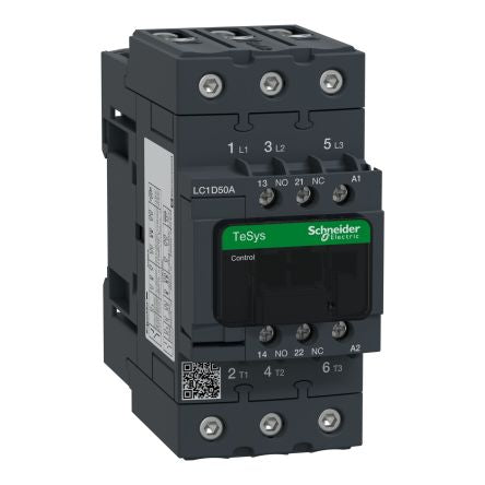 Schneider Electric TeSys TeSyS D Contactor, 110 V Coil, 3-Pole, 50 A, 30 kW, 3NO, 690 V [LC1D50AF7TQ]; 357-543