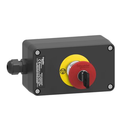 Schneider Electric Harmony Series Rotary Emergency Stop Push Button, Surface Mount, 40mm Cutout, 1NC + 1NC, IP65 [XAWG188EX]; 357-648