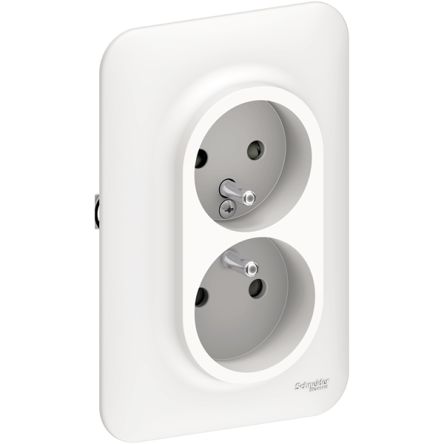 Schneider Electric Ovalis White Plug Socket, 2 Poles, 16A, French 2P [S261089]; 358-035
