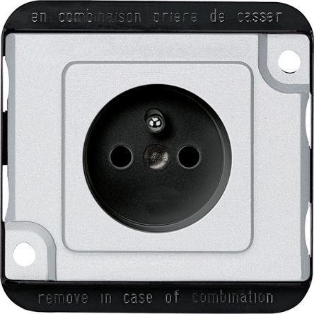 Schneider Electric Antivandale Silver Plug Socket, 2 Poles, 16A, French 2P [MTN2500-7060]; 358-041
