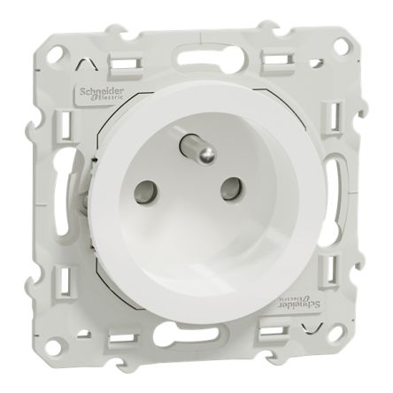 Schneider Electric Odace 2011 White Plug Socket, 2 Poles, 16A, French 2P [S525039]; 358-240