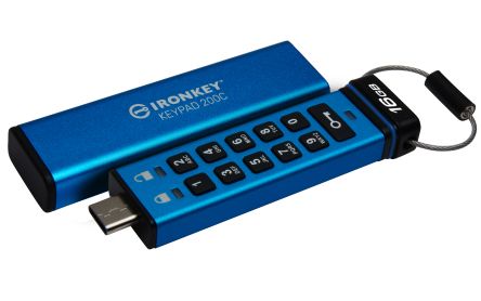 Kingston IronKey Keypad 200C 16 GB USB 3.2 USB Flash Drive [IKKP200C/16GB]; 358-505