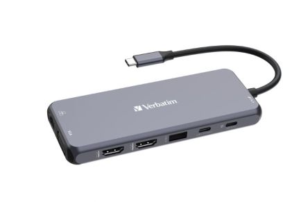 Verbatim 8 Port USB 2.0, USB 3.0 USB A, USB C  Hub, USB Bus Powered, 140 x 55.4 x 15mm [32154]; 358-915